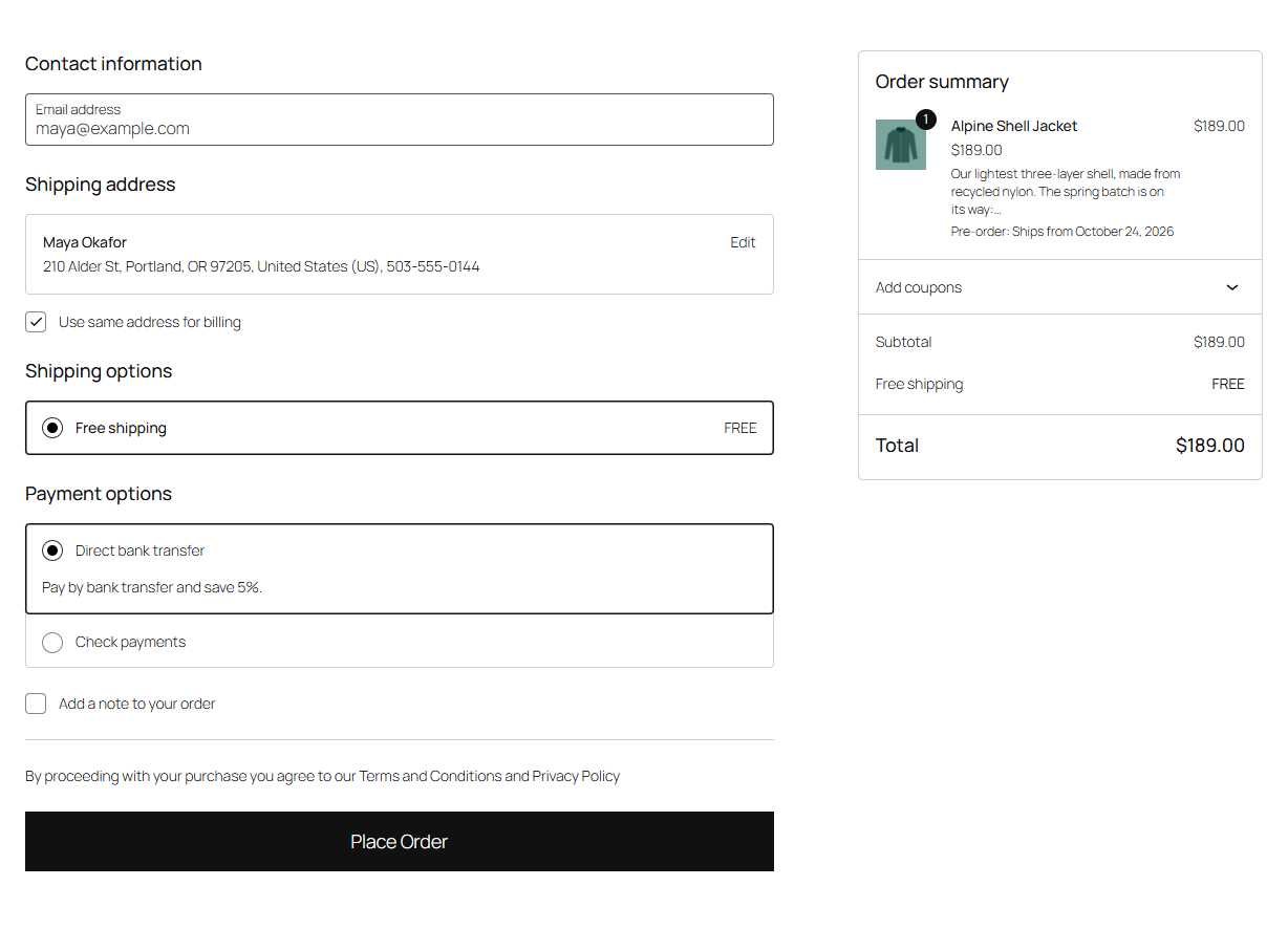 The release date at checkout