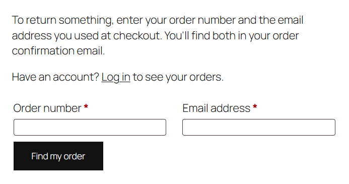 The Returns page