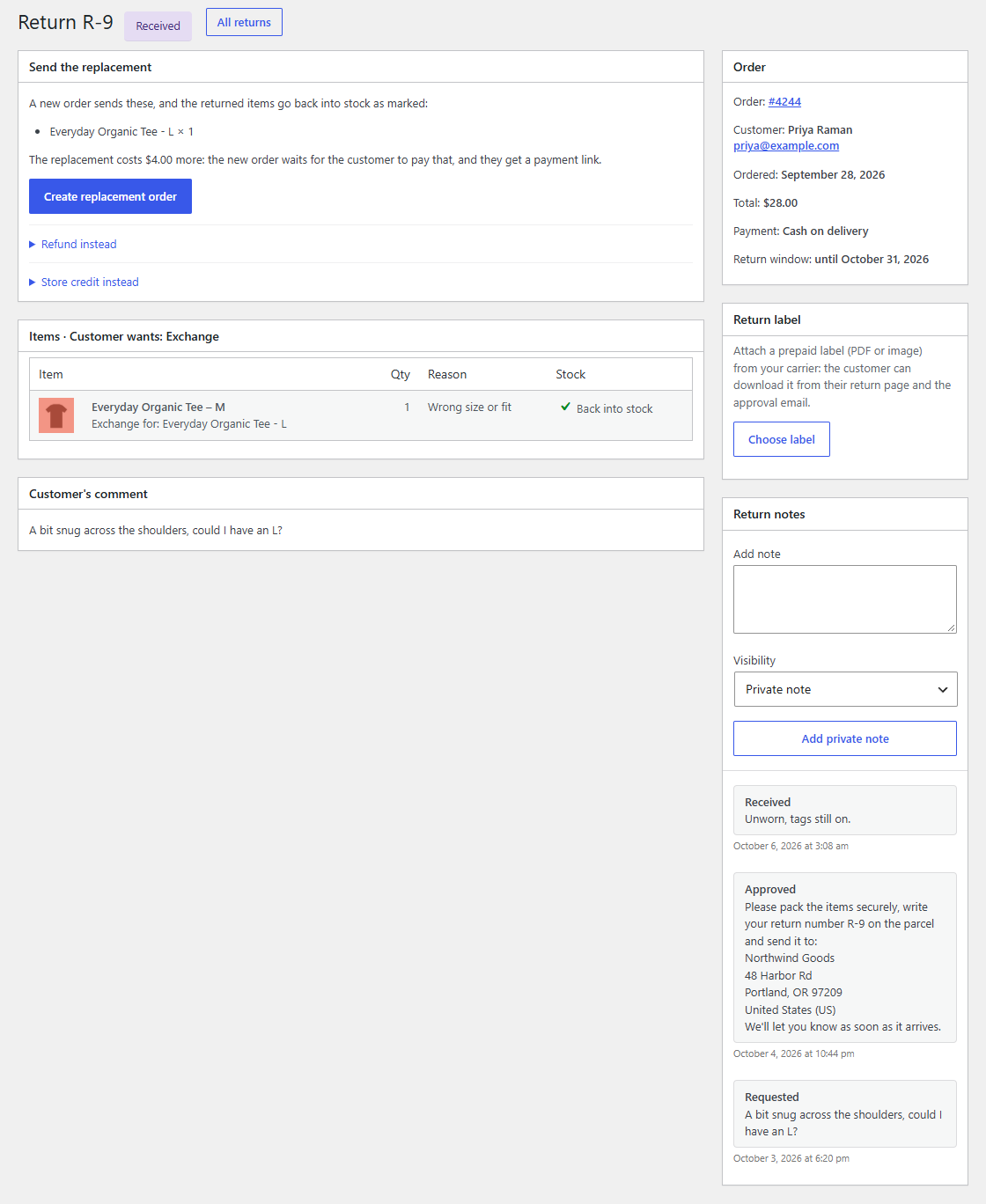 An exchange ready to send