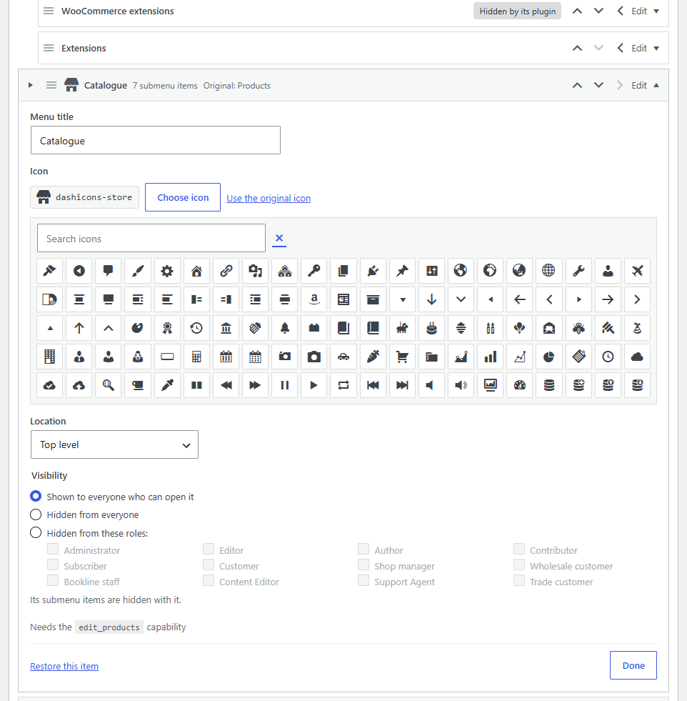 The icon picker