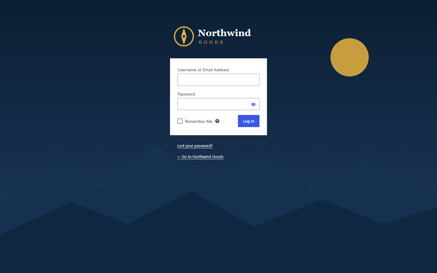 The login page with Northwind Goods' branding