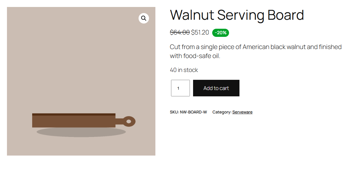 A product discount as a sale price with a badge