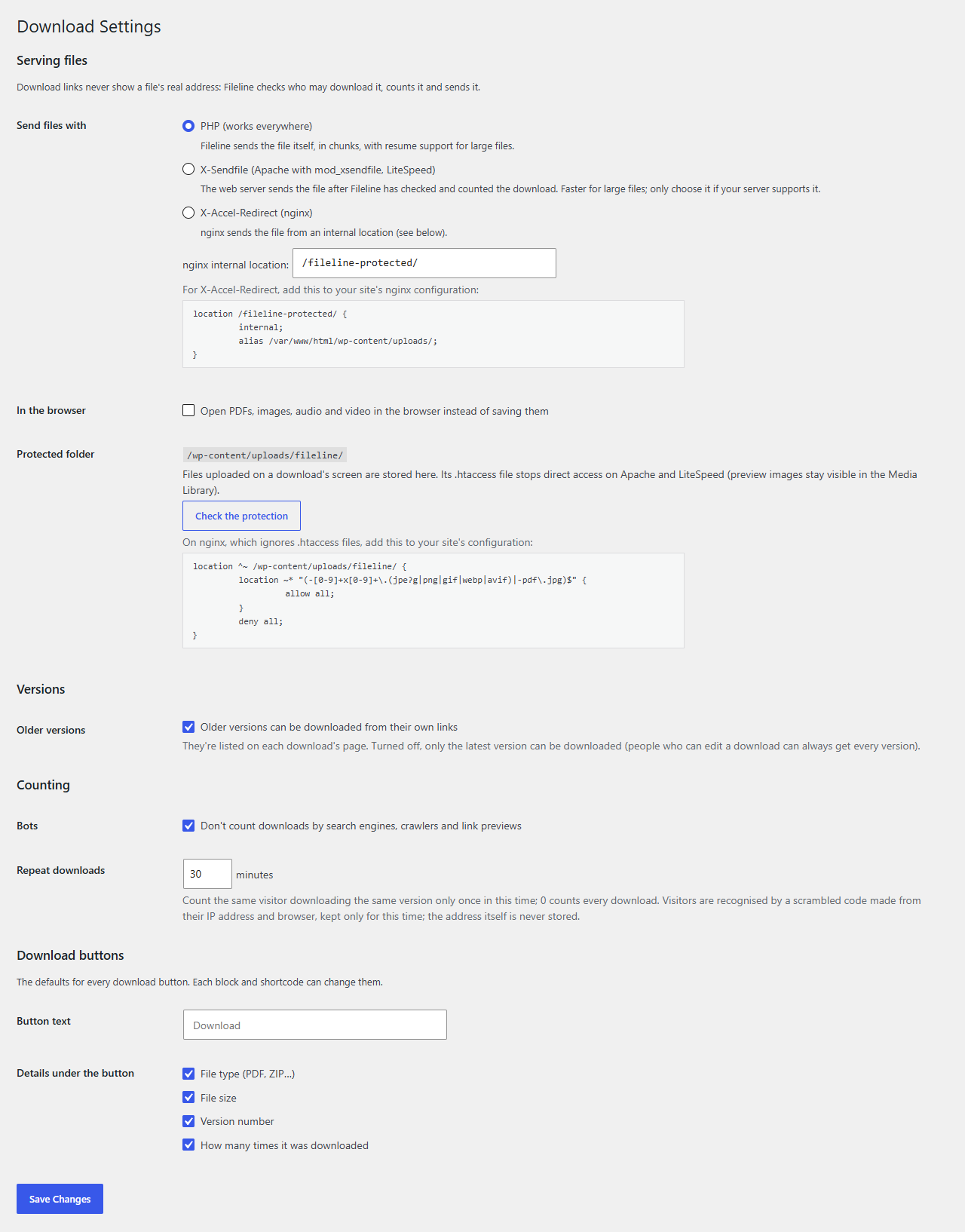 Downloads → Settings