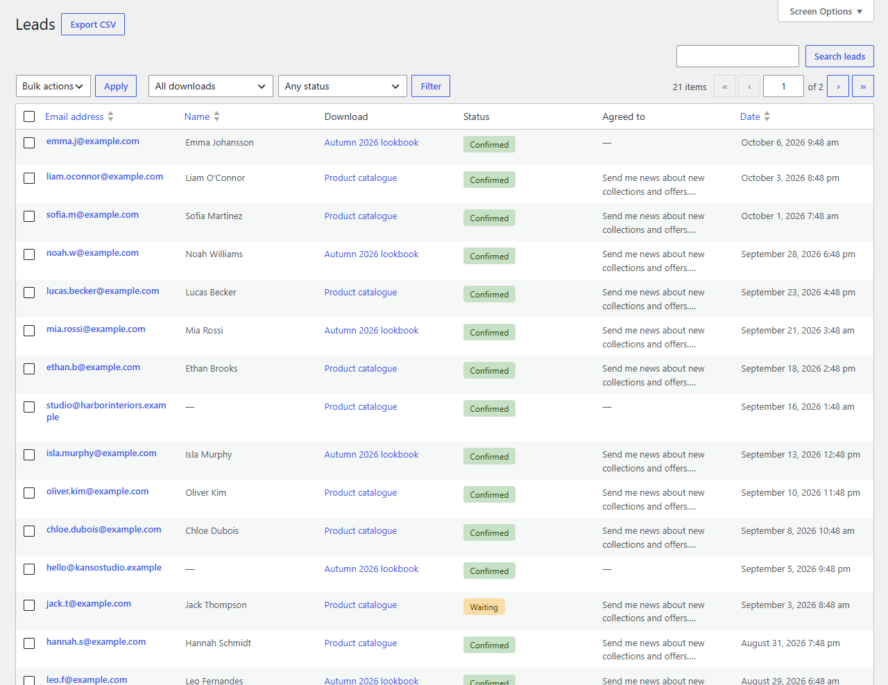 Downloads → Leads