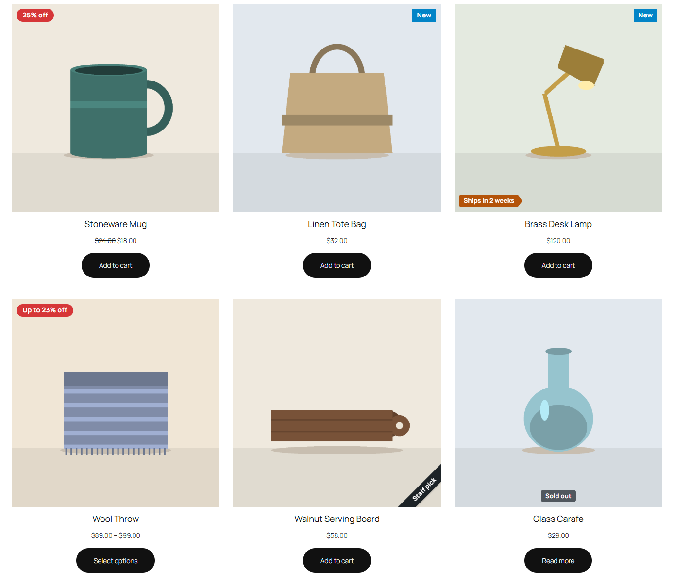 Labels in a block theme's Product Collection